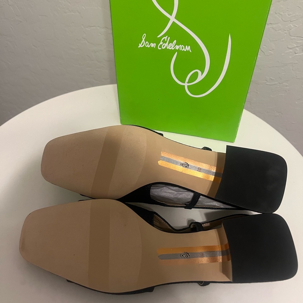 Sam Edelman Womens Tarra Denim Suede Square Toe Slip On Slingback Heels New - Picture 4 of 4